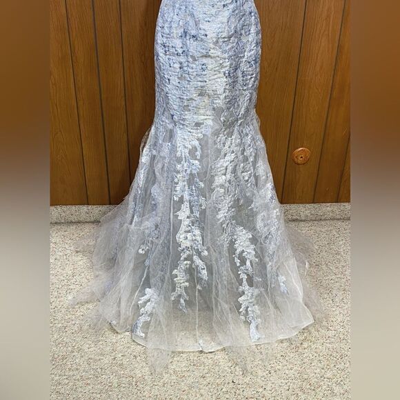 Rene Ruiz Collection Brocade Tulle Strapless Mermaid Gown size 4 - Picture 8 of 14